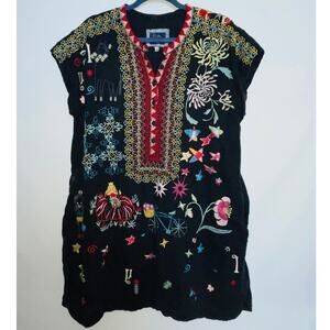 Johnny Was BIYA Mishti Linen Embroidered Mini Dress - Women's Size L